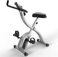 Indoor Folding Exercise Bike, Foldable Stationary Bikes For Home Workout Upright Indoor Cycling Bike, Magnetic X-Bike with 8-Level Adjustable Resistance, Phone Holder & Comfortable Seat Cushion