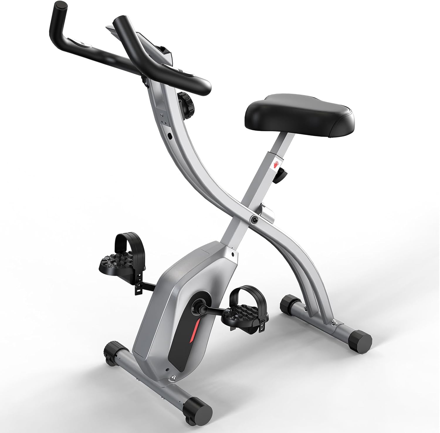 Indoor Folding Exercise Bike, Foldable Stationary Bikes For Home Workout Upright Indoor Cycling Bike, Magnetic X-Bike with 8-Level Adjustable Resistance, Phone Holder & Comfortable Seat Cushion