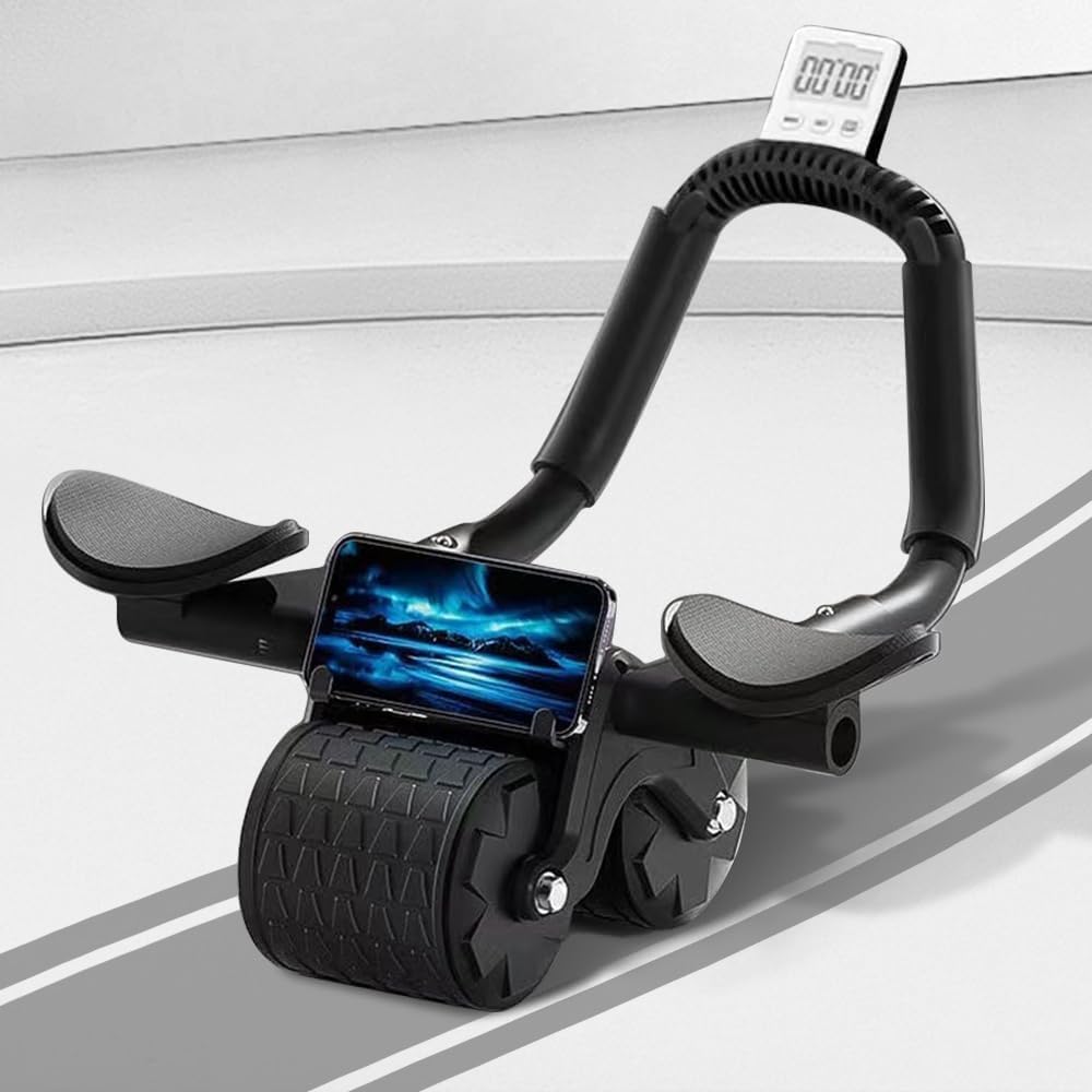 2025 New  Wheel with Timer & Knee Mat,Automatic Rebound Abdominal Wheel with Elbow Support Ab Workout Equipment for Strengthening Core Muscles Abs Exercise Roller for Women Men