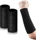 2 Pcs 9 Inch Long Wristbands Sweatbands Black Large Sweat Bands Wristbands Wrist Sweatbands Bulk Arm Sweat Bands for Men Women Weight Loss Football Workout