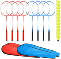 8 Pieces Badminton Rackets Set with 12 Badminton and 4 Carrying Bag, Shuttlecocks Lightweight Ball Racquets Equipment Set for Adults and Teenagers