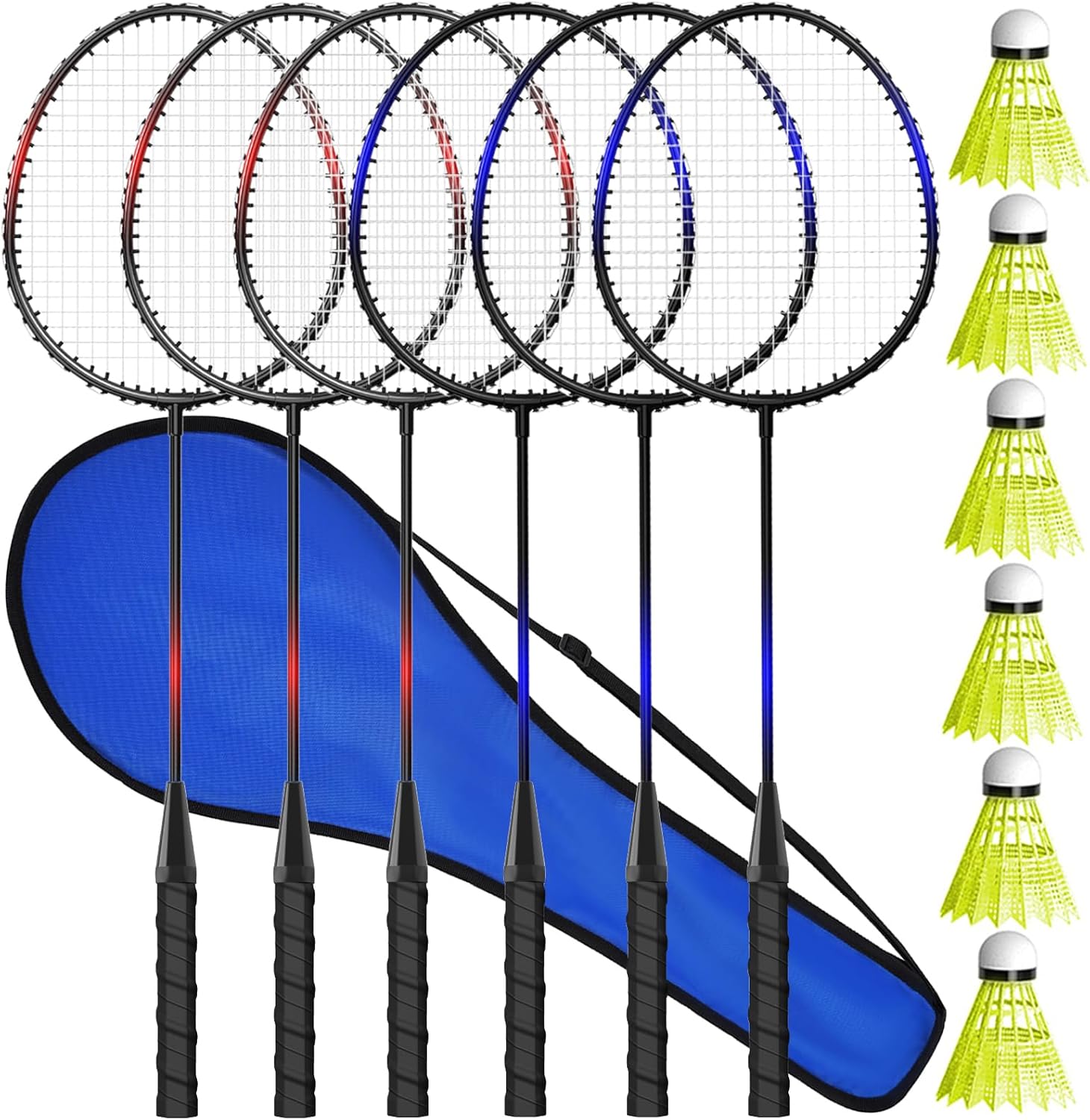 Badminton Rackets Set of 2 4 6 for Adults Kids,Beach Lawn Backyard Game Outdoor Sports,Racquets,Shuttlecocks & Carry Bag Included