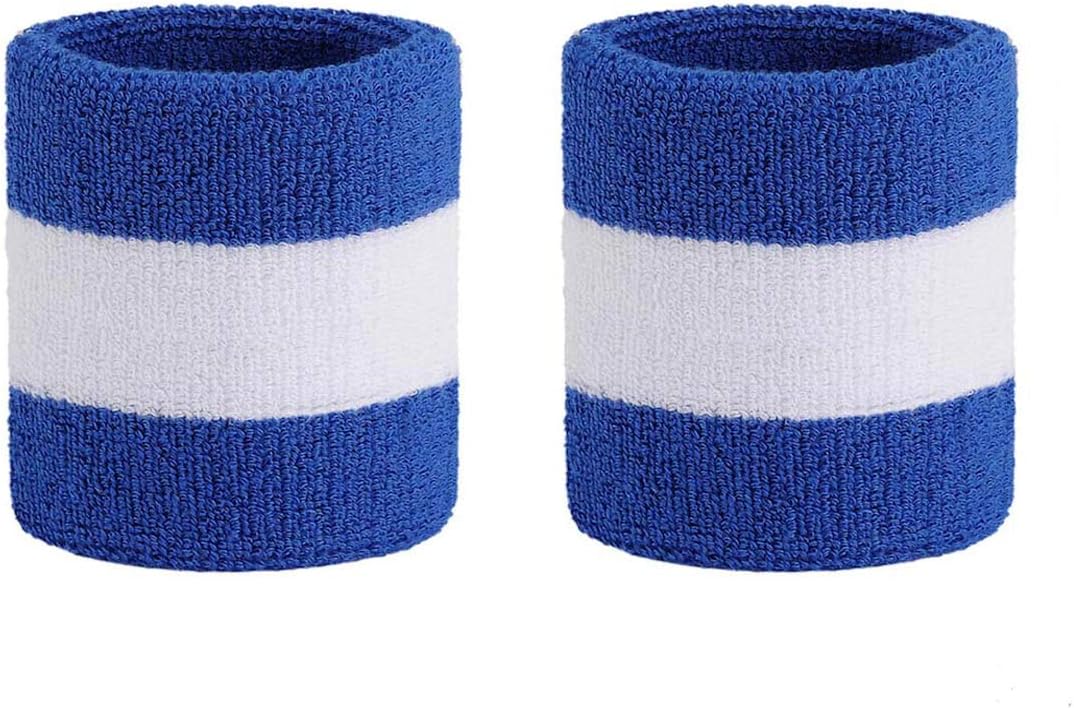 Wristband Sweatbands for Men and Women - Athletic Cotton Terry Cloth Wrist Bands Sport Sweat Band for Basketball, Tennis, Football, Baseball, Running, Gym (1 Pair)