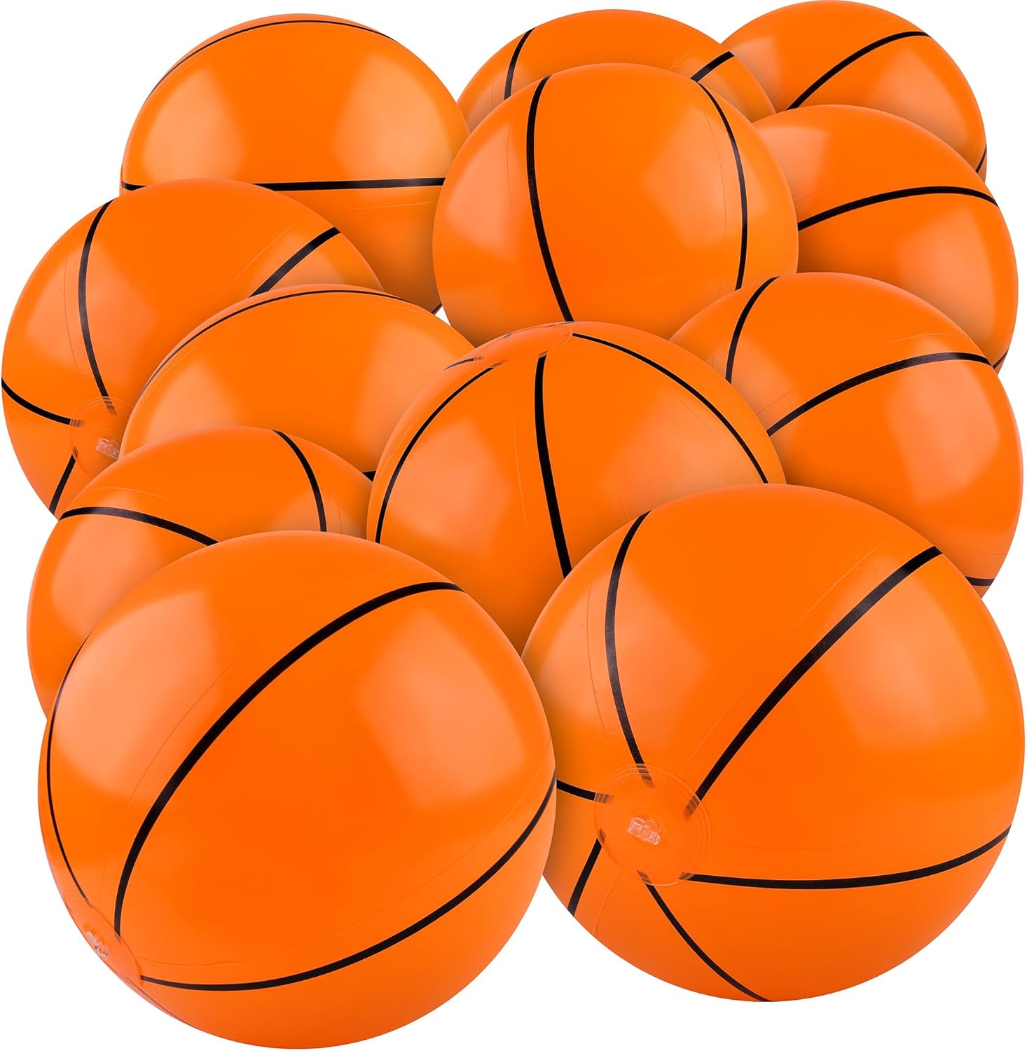 12 Pieces Basketball Beach Ball 11 Inch Inflatable Basketball Bouncing Sports Ball Bouncy Toy Favors for Basketball Birthday Party Summer Beach Pool Games Decorations