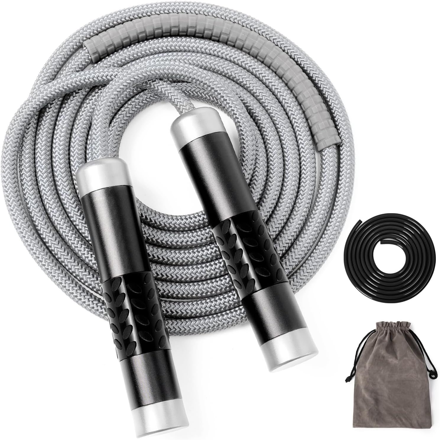 1LB Weighted Jump Ropes for fitness Women Men, Tangle-Free Ball Bearing Rapid Speed Skipping Jump Rope with Adjustable 9mm Cotton & PVC Cord, Aluminum Handles for , Boxing, , Weight-loss Workouts