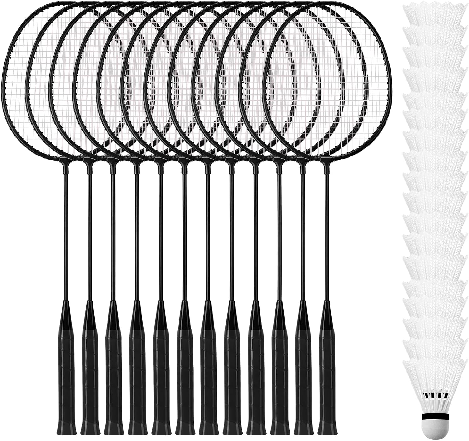 12 Pcs Badminton Rackets Bulk with 18 Nylon Badmintons, Shuttle Set for Adults Teenagers Youth Beginners Advanced Player Backyard Gym Beach Outdoor