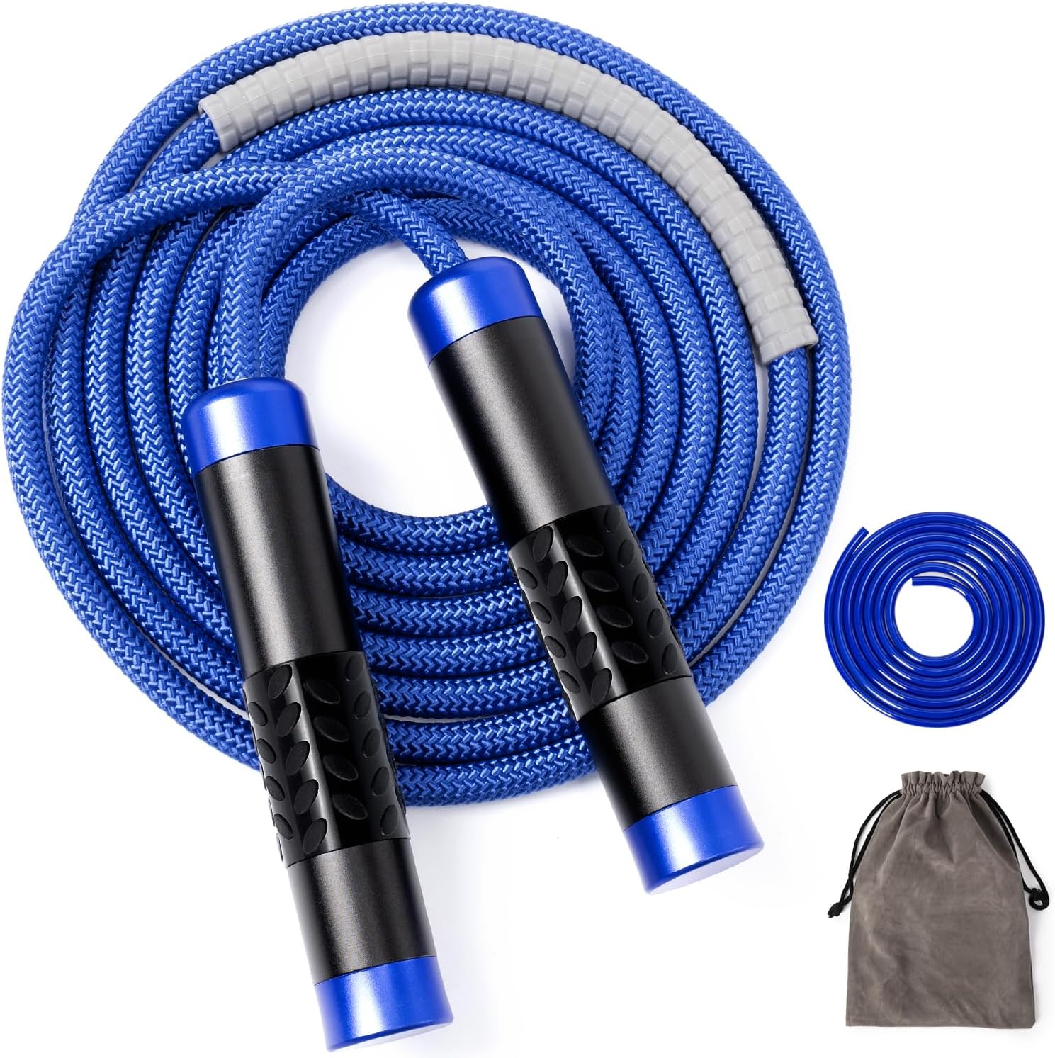 1LB Weighted Jump Ropes for fitness Women Men, Tangle-Free Ball Bearing Rapid Speed Skipping Jump Rope with Adjustable 9mm Cotton & PVC Cord, Aluminum Handles for , Boxing, , Weight-loss Workouts