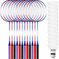 12 Pcs Badminton Rackets Set for Adults and Teenagers Badminton Set with 12 Pcs Nylon Shuttlecocks for Backyard Gym Beach Outdoor Games, Red, Purple and Blue