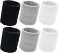 Sweatbands for Men and Women – 6 Pack Breathable Wristbands for Sports, Soft and Stretchy Athletic Wrist Sweat Bands for Gym, Basketball, Running, Tennis, Workout, Black, White, Gray