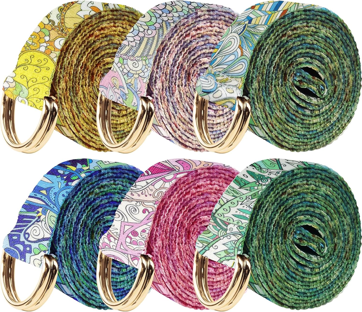 6 Packs Yoga Strap for Stretching Yoga Belt Adjustable Straps for Non Elastic Stretching Strap Exercise Straps for Pilates