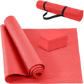 All Purpose 0.25 Inch Thick High Density No Tear Exercise Yoga Mat with Strap & Lightweight Features for Indoor & Outdoor Use, Red